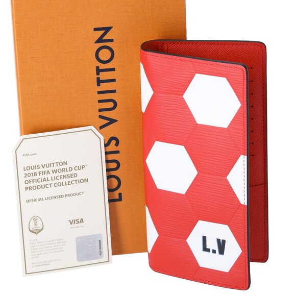 Louis Vuitton Brazza FIFA World Cup Long Wallet M63230 Rouge Epi Leather - Picture 1 of 4